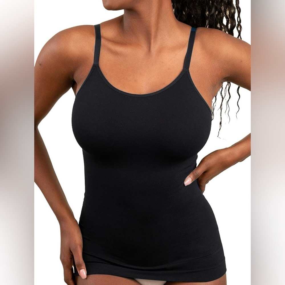 Black Shapewear Tummy Control Camisole with Spaghetti Straps(L)
